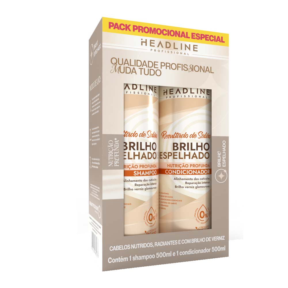 SHAMPOO+CONDICIONADOR BRILHO ESPELHADO HEADLINE 500ML