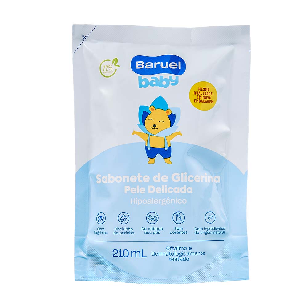 BARUEL BABY REFIL SABONETE GLICERINA PELE DELICADA 210ML