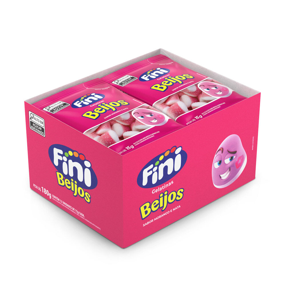 BALA GELATINA FINI BEIJOS MORANGO 15G
