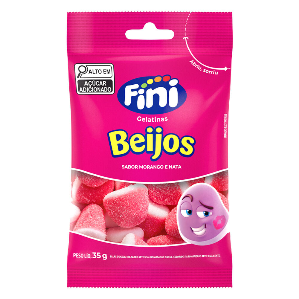 BALA GELATINA FINI BEIJOS DE MORANGO 35G