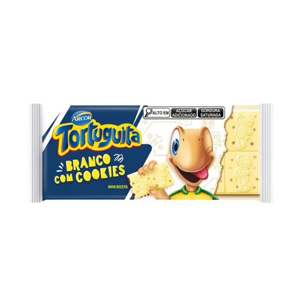 CHOCOLATE TABLETE TORTUGUITA BRANCO COOKIES ARCOR 80G