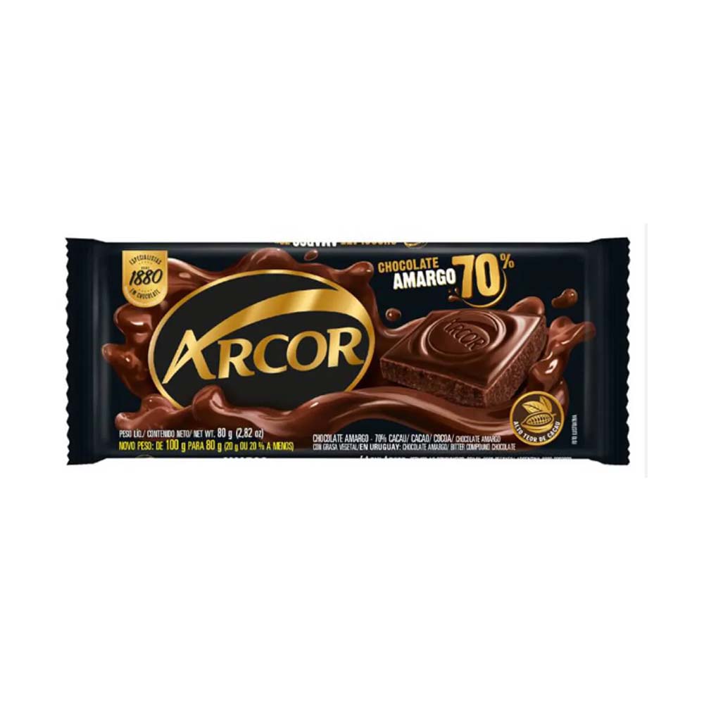 CHOCOLATE TABLETE AMARGO 70% ARCOR 80G