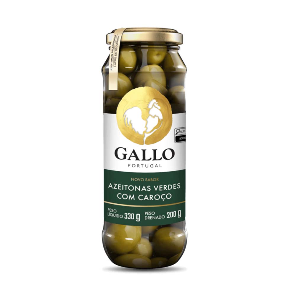 AZEITONA VERDE COM CAROCO VIDRO GALLO 200G