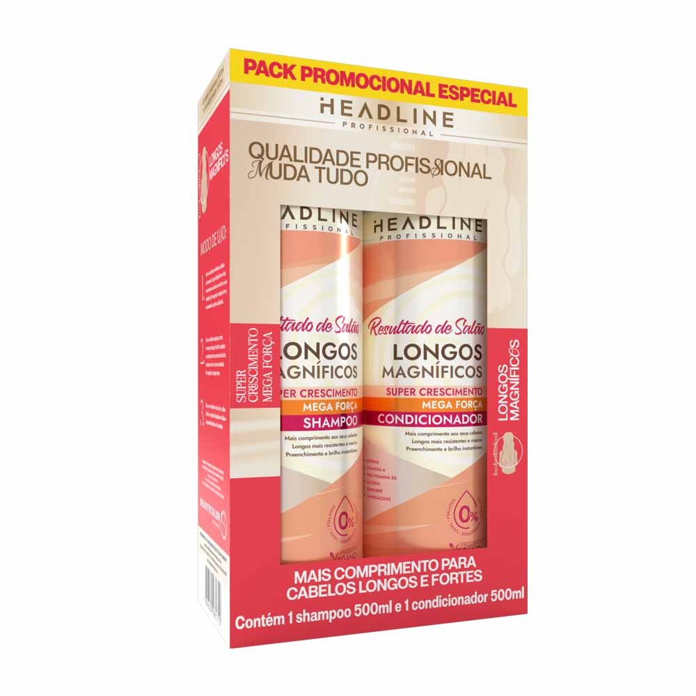 PACK SHAMPOO+CONDICIONADOR LONGOS MAGNIFICOS HEADLINE 500ML