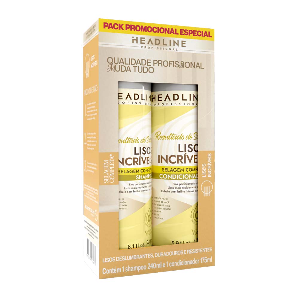SHAMPOO+CONDICIONADOR LISOS INCRIVEIS HEADLINE 415ML
