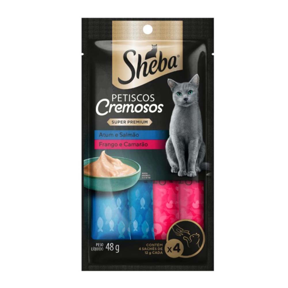 SHEBA CREAM ATUM&SALMÃO+FRANGO&CAMARÃO 48G