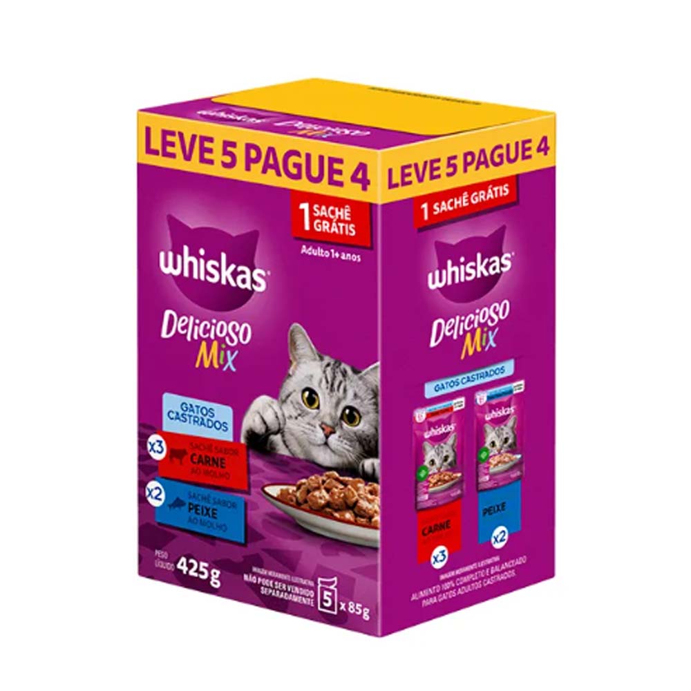 WHISKAS SACHE PROMOCIONAL MIX  CARNE/PEIXE 85G