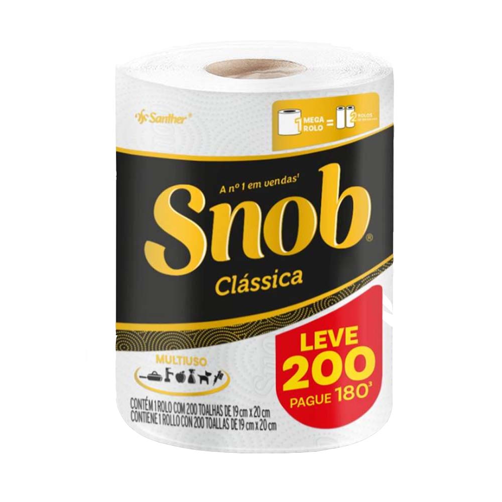 PAPEL TOALHA SNOB MULTIUSO ROLO ÚNICO FD BRANCA L200P180FLS