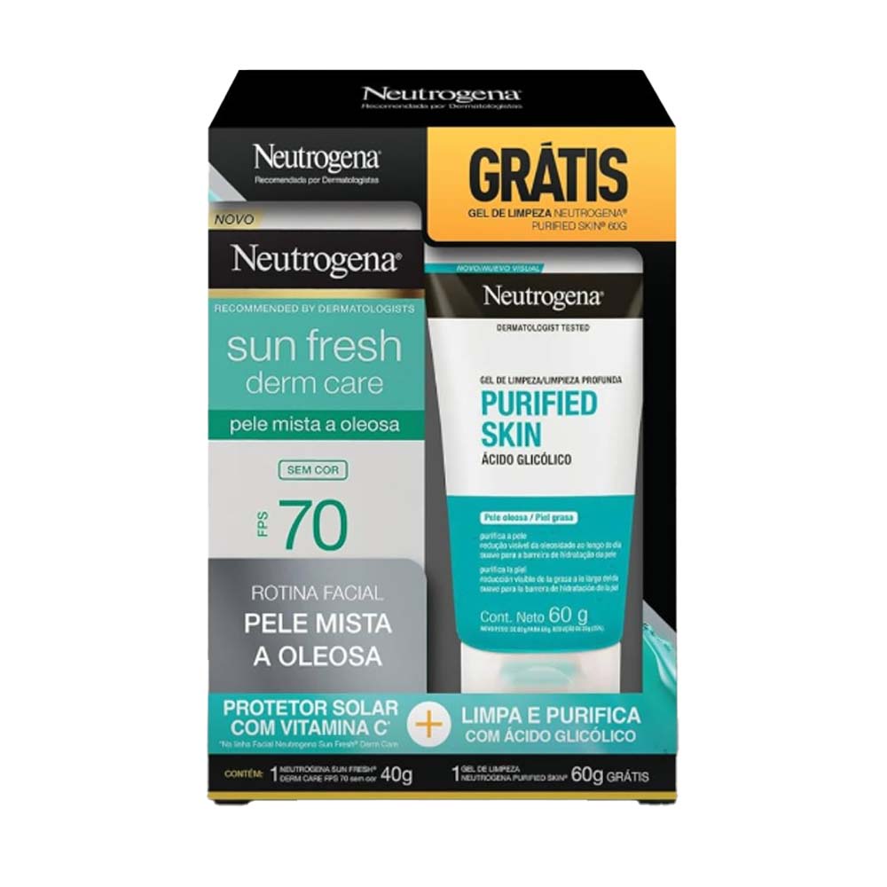 KIT NEUTROGENA SUN FRESH FACIAL FPS 70 40G + PURIF SKIN 60G