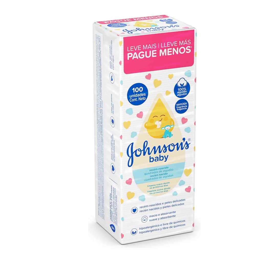 JOHNSON BABY ALGODAO RECÉM NASCIDO 100UN