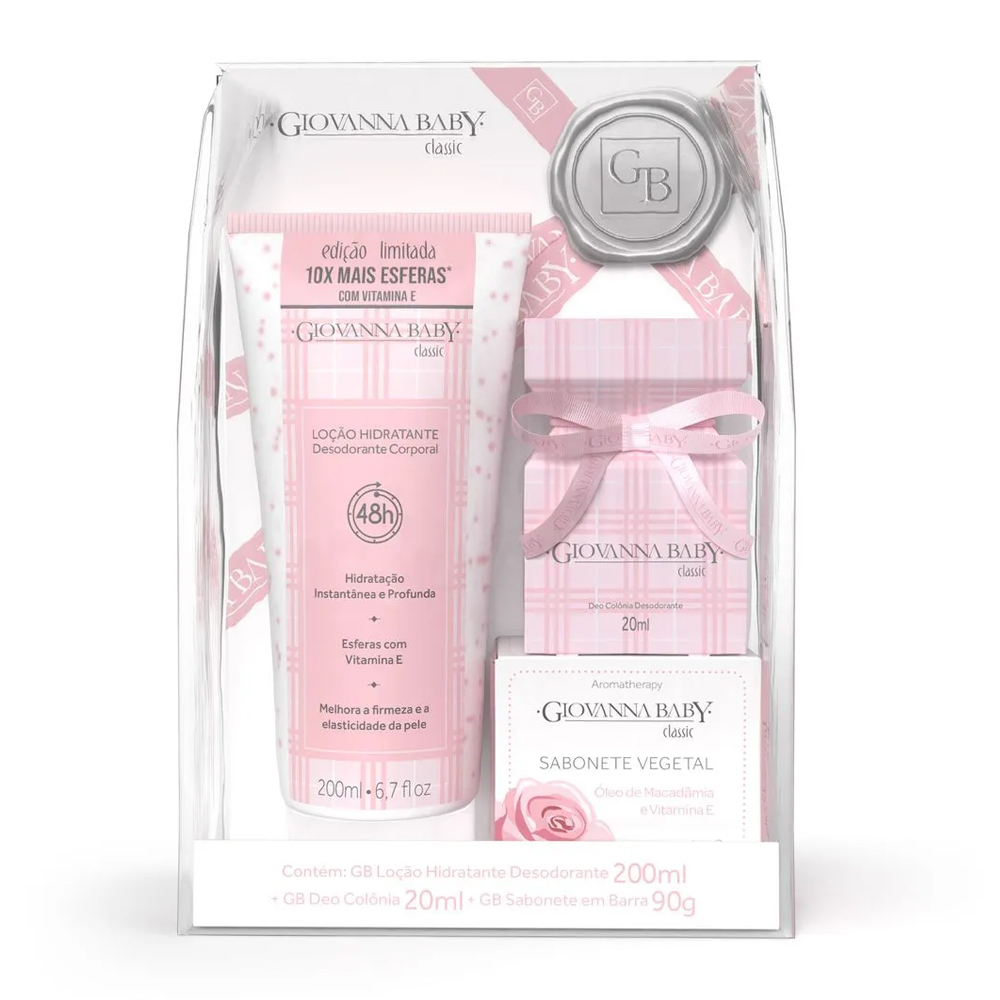 KIT GIOVANA BABY COLONIA20ML+LOÇÃO HIDR 200ML+SABONETE90G CLASSIC