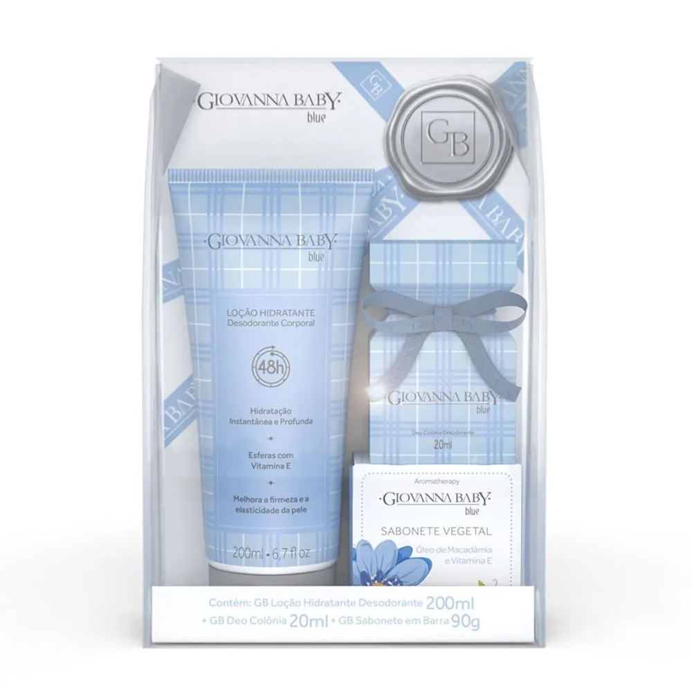 KIT GIOVANA BABY COLONIA20ML+LOÇÃO HIDR 200ML+SABONETE90G BLUE