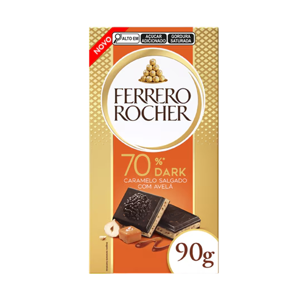 FERRERO ROCHER TABLETE DARK 70% CARAMELO SALGADO 90G