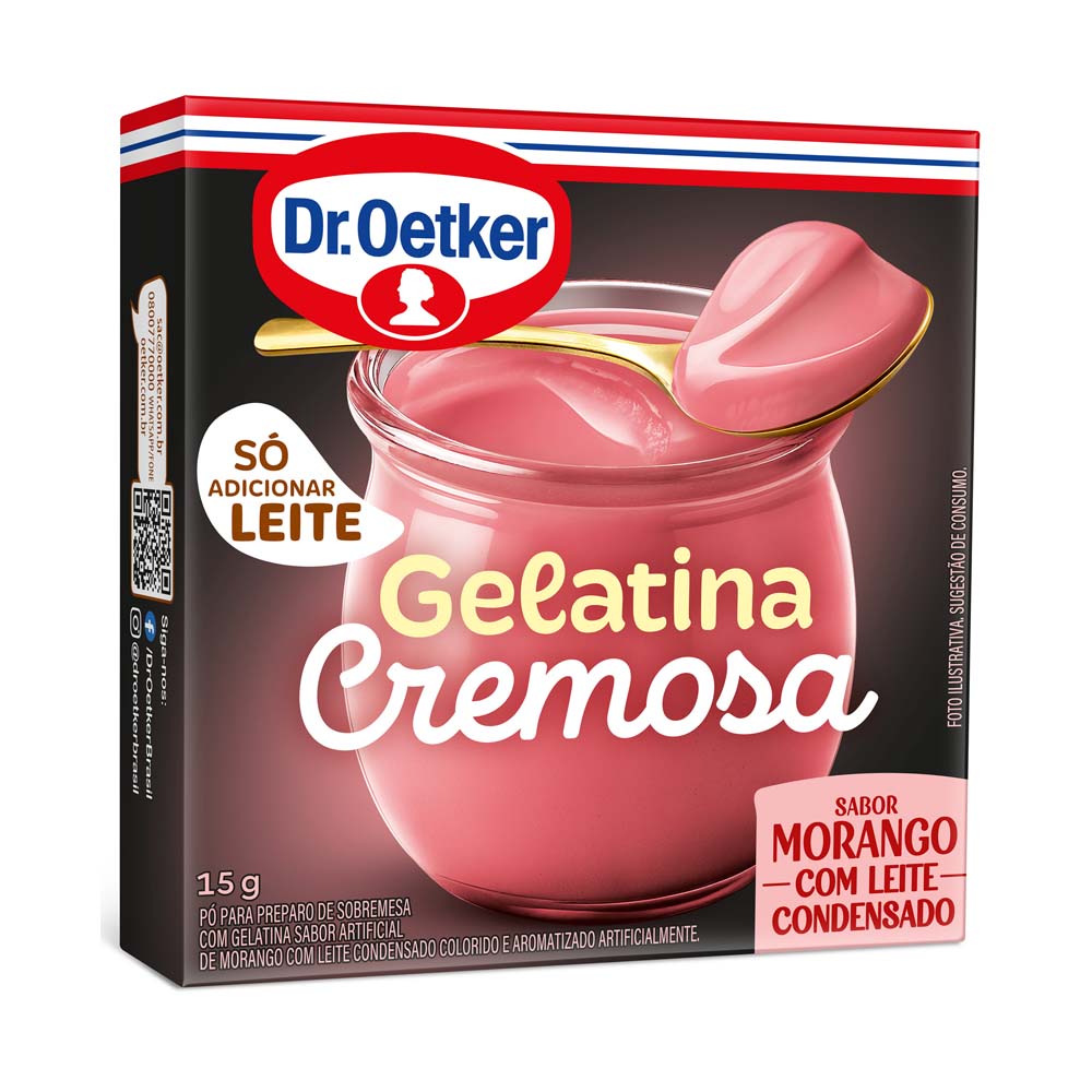 GELATINA CREMOSA MORANGO E LEITE CONDENSADO OETKER 15G