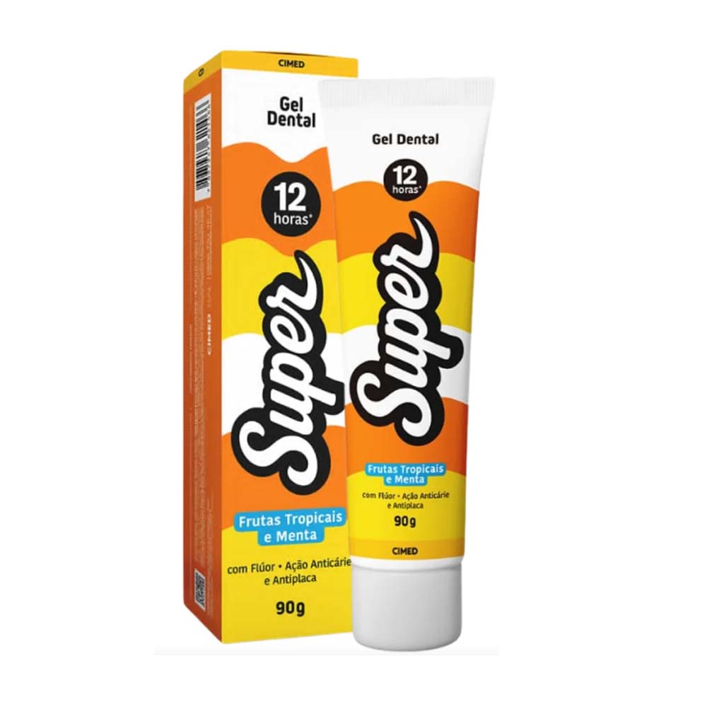 SUPER 12H GEL DENTAL FRUTAS TROPICAIS 90G