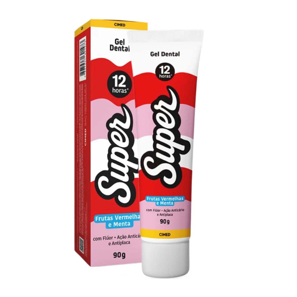 SUPER 12H GEL DENTAL FRUTAS VERMELHAS 90G
