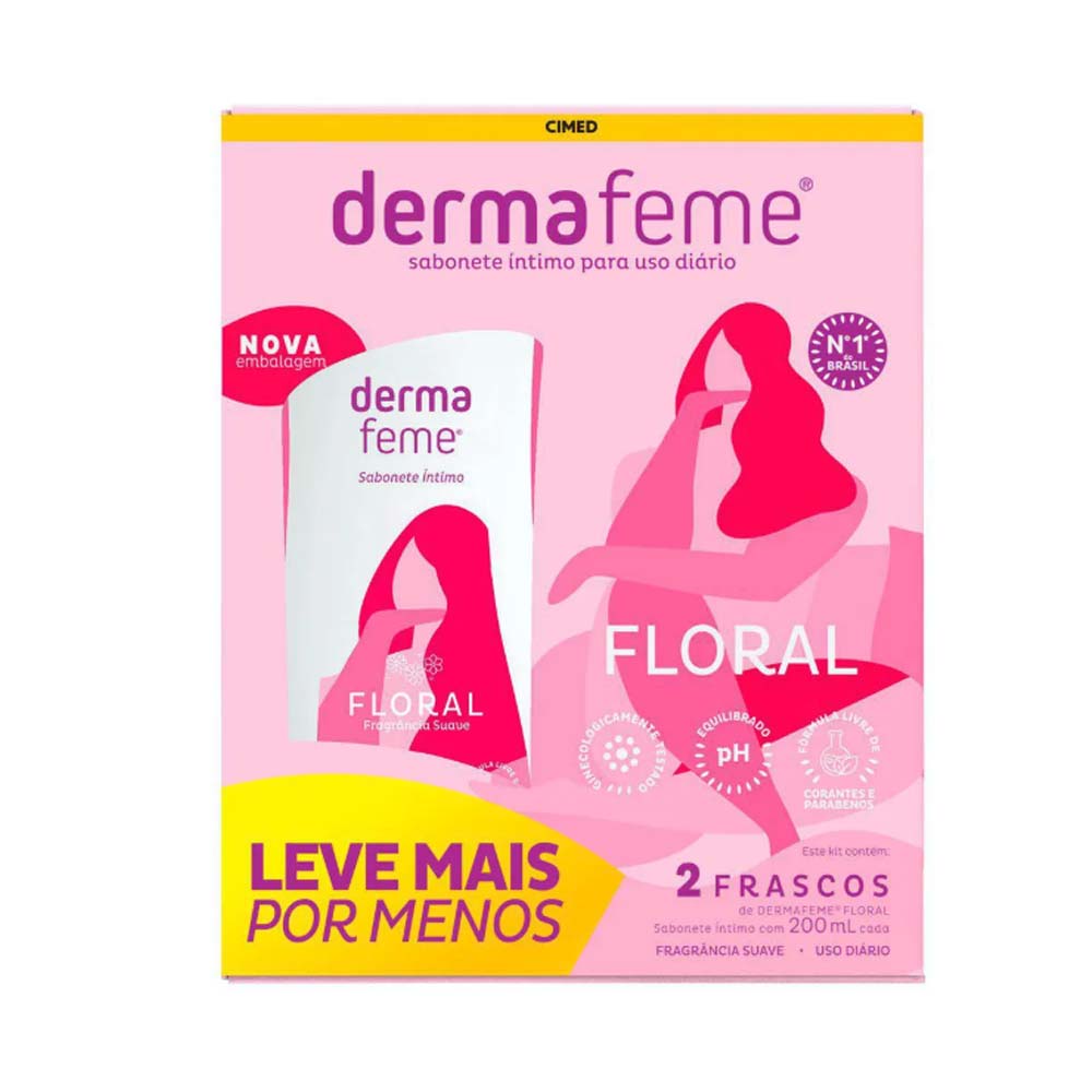 KIT SABONETE INTIMO DERMAFEME 2X200ML FLORAL