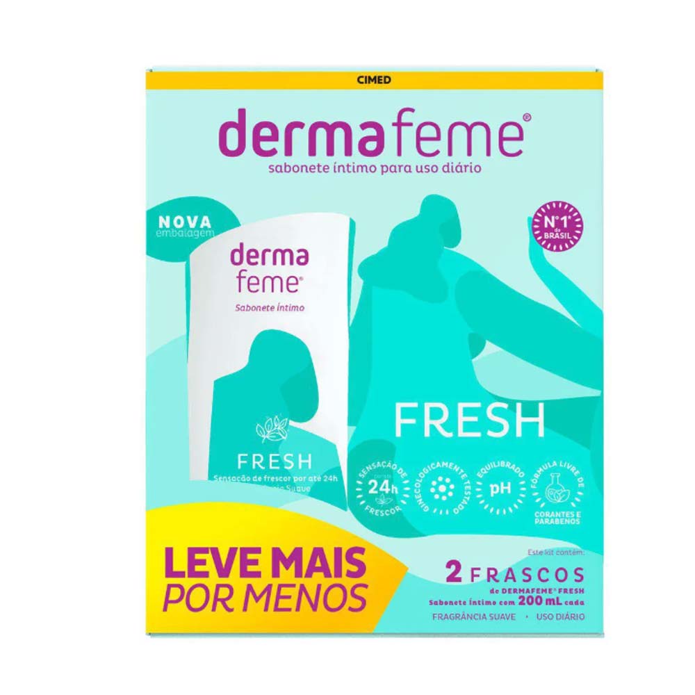 KIT SABONETE INTIMO DERMAFEME 2X200ML FRESH
