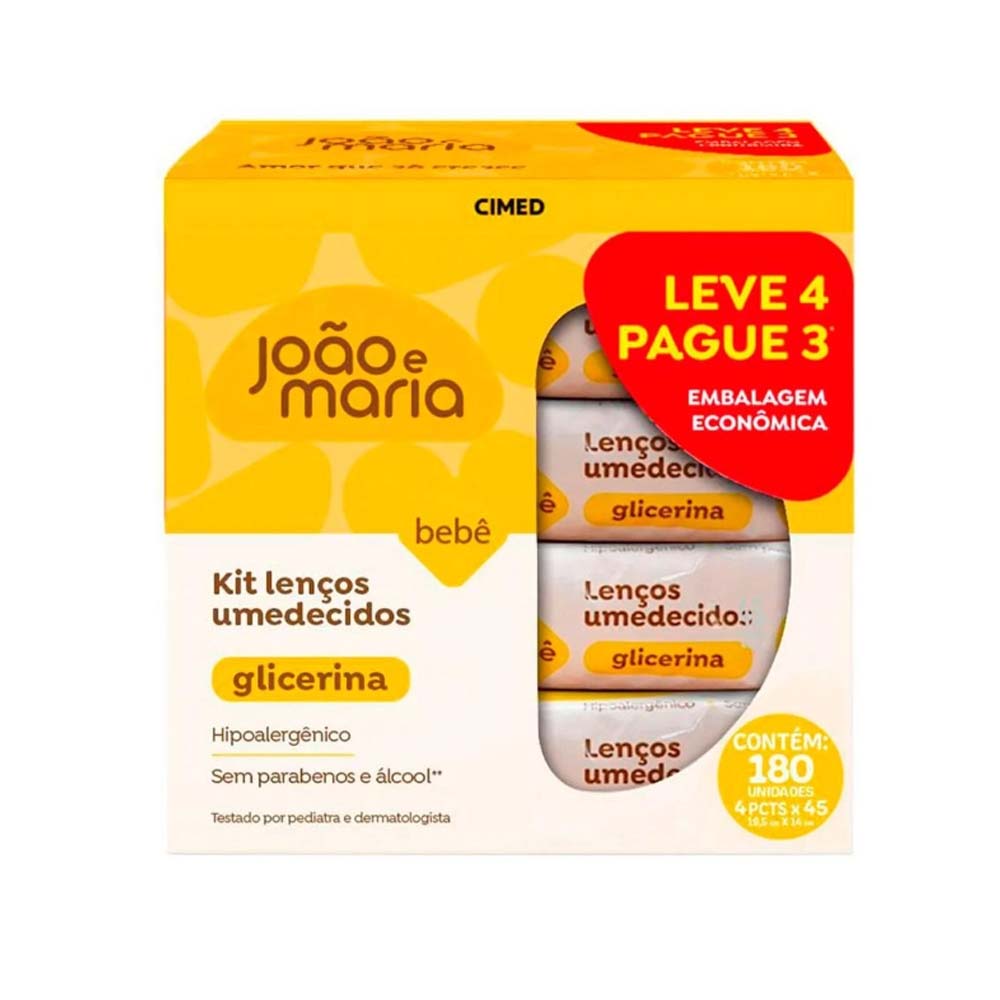 JOÃO E MARIA LENCO UMEDECIDO PACK 4X45UN C/FRAGANCIA