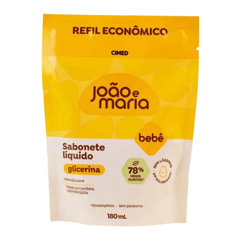 JOÃO E MARIA SABONETE LÍQUIDO BABY GLICERINA 180ML REFIL