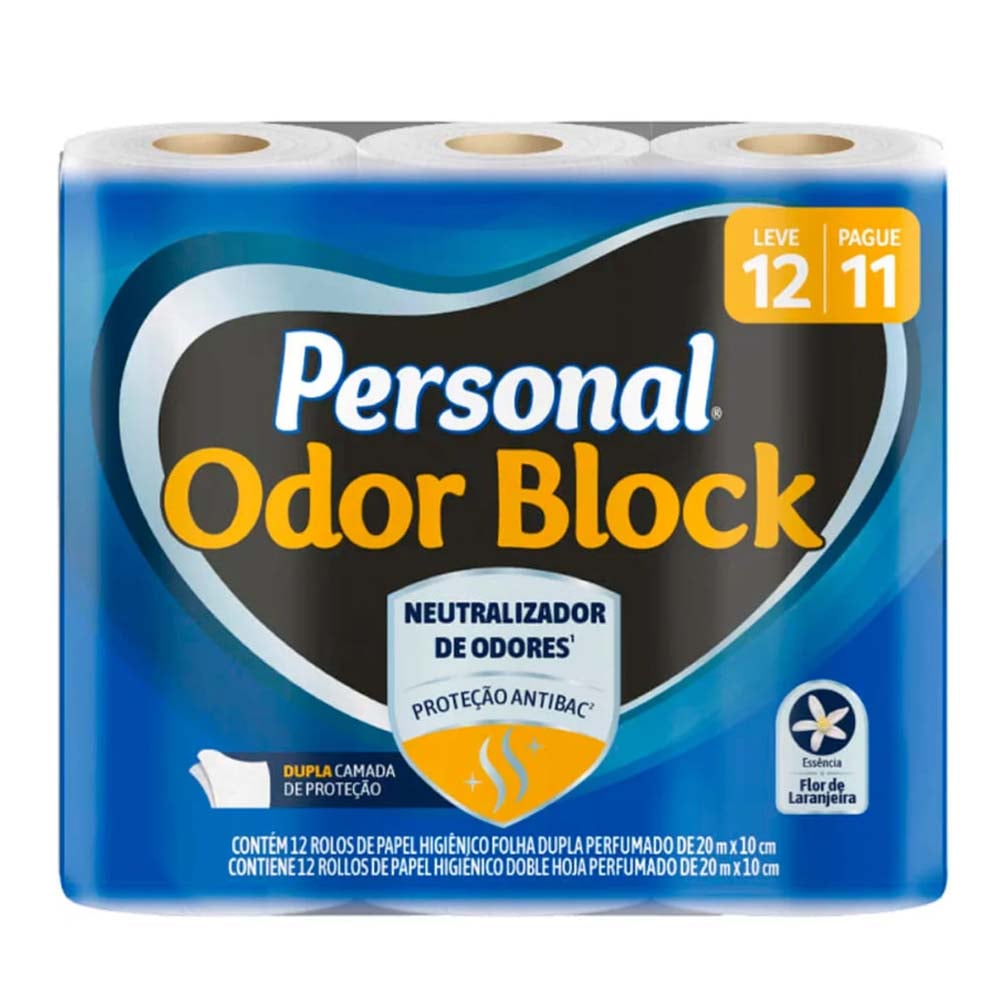 PAPEL HIGIENICO PERSONAL ODOR BLOCK FOLHA DUPLA L12P11 20M
