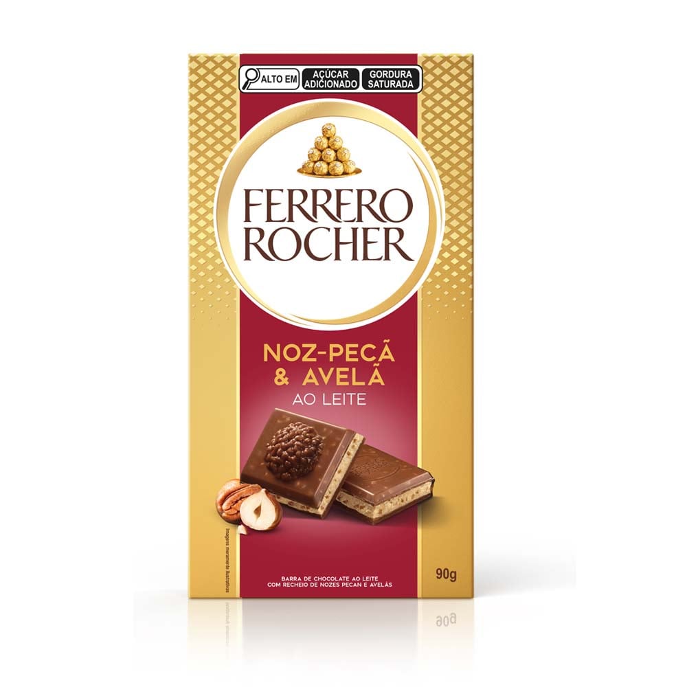 FERRERO ROCHER TABLETE NOZ PECÃ E AVELÃ AO LEITE 90G