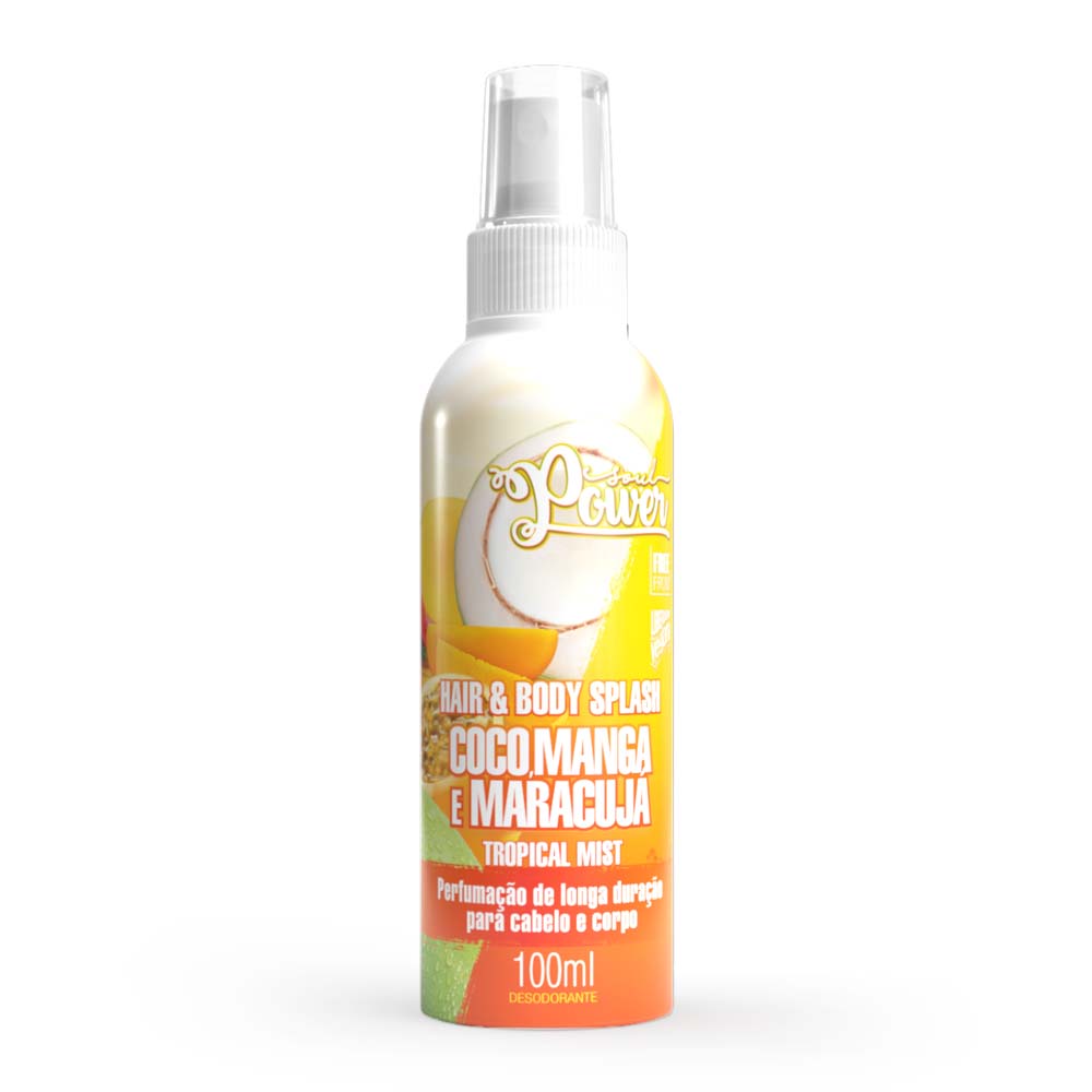 SOUL POWER HAIR E BODY SPLASH DESODORANTE COCO MANGA E MARACUJA 100ML
